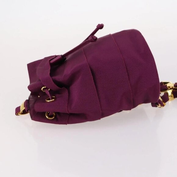 Salvatore Ferragamo Chain Backpack Canvas Purple Gold Auth gh681 main image 7